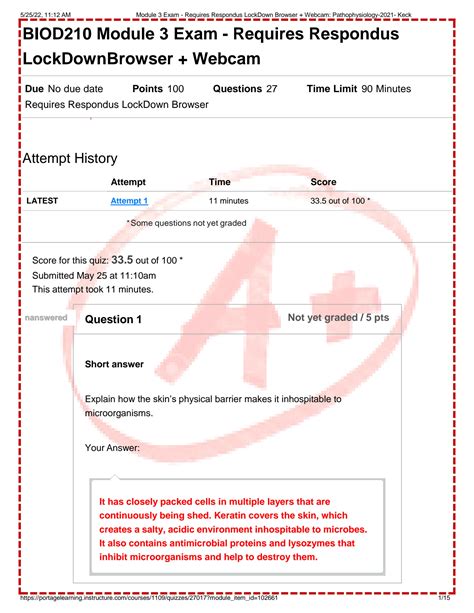 Solution Biod Module Exam Requires Respondus Lockdown Browser