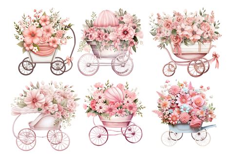 Baby Girl Stroller Newborn and Flower Graphic by sayedhasansaif04 ...