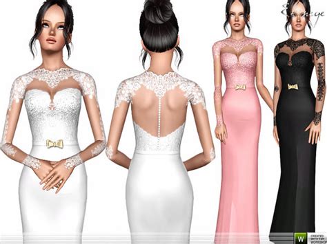 The Sims Resource Lace Bodice Dress 2 S117