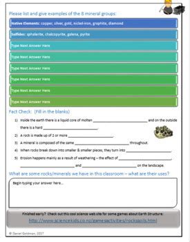 Rocks Minerals Webquest Editable Digital Science Activity Tpt