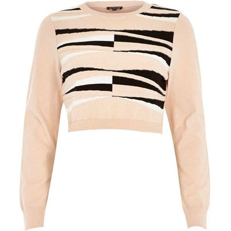 River Island Pink Graphic Print Knitted Crop Top 15 Liked On