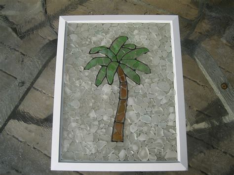 Large Palm Tree Sea Glass Mosaic