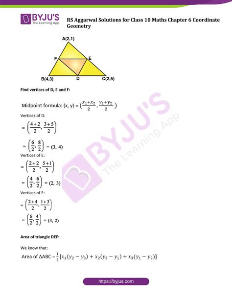 Rs Aggarwal Solutions For Class Chapter Coordinate Geometry