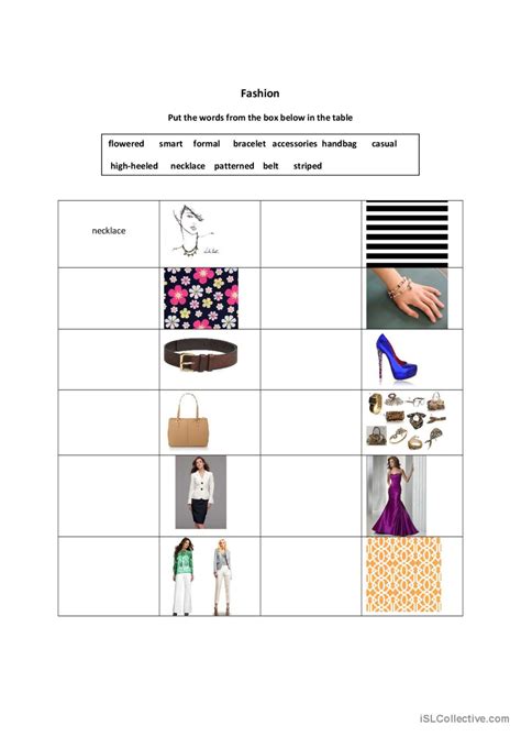 Fashion English Esl Worksheets Pdf Doc