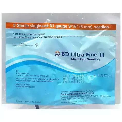 Bd Ultra Fine Iii Mini Pen Needles 5mm 31g 5 In Hindi की जानकारी लाभ फायदे उपयोग कीमत