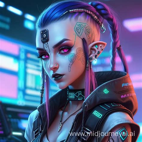 Futuristic Cyberpunk Elf Hacker With Piercings Muse Ai