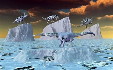 Artists Concept Depicting Dinosaurs Frozen In Ice During An