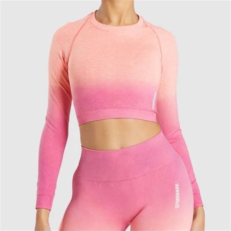 Gymshark Tops Gymshark Adapt Ombre Long Sleeve Crop Top Poshmark