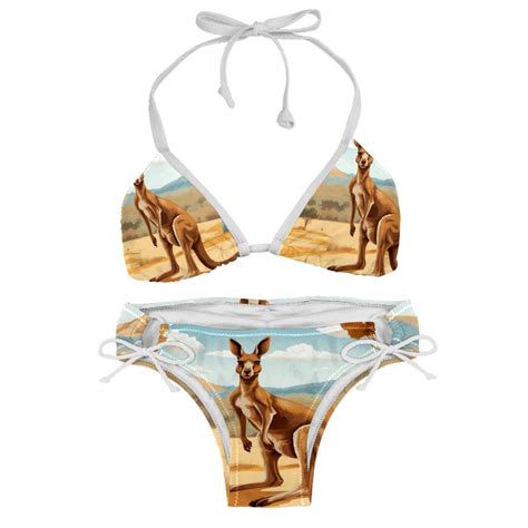 Kangaroo Detachable Sponge Adjustable Strap Bikini Set Two Pack Swim