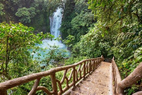 Waterfall in Costa Rica stock image. Image of coast - 218901827