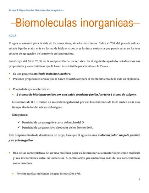 2 Biomoléculas inorgánicas Studygram Veterinario uDocz