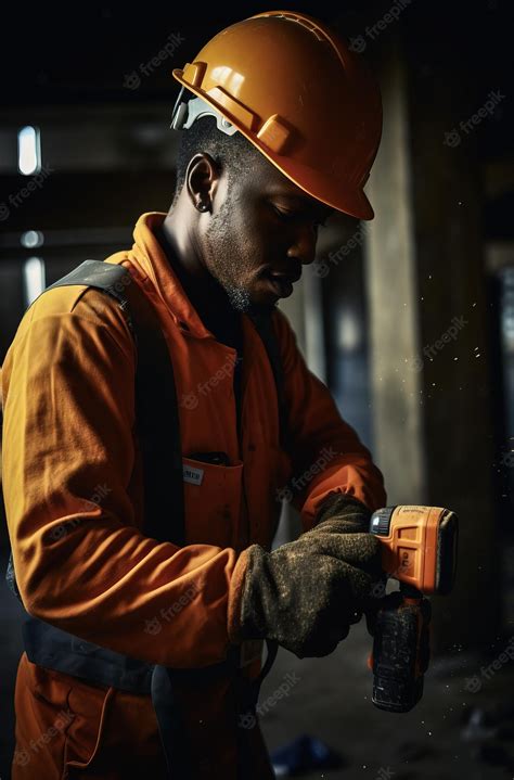 Premium Photo A Man Wearing An Orange Hard Hat And Orange Hard Hat