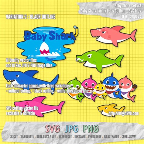 Baby Shark Set 3 – Pinkfong Baby Shark Lets Go Hunt – Origin SVG Art