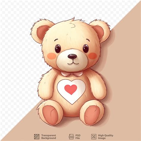 Premium Psd A Brown Teddy Bear With A Heart On Its Chest Sits On A