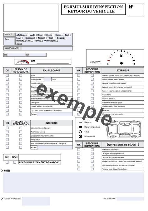 Fiche Entretien Location Tat Du V Hicule Pdf