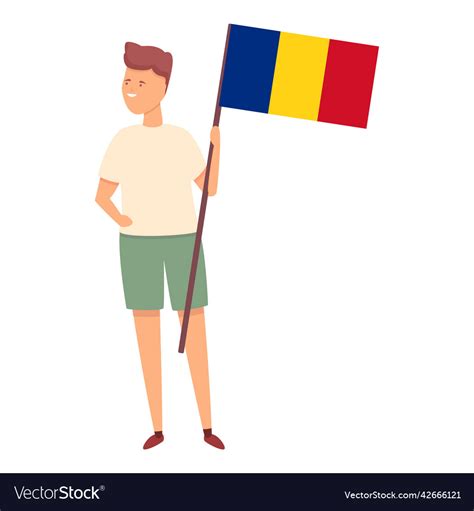 Boy With Romania Flag Icon Cartoon World Vector Image