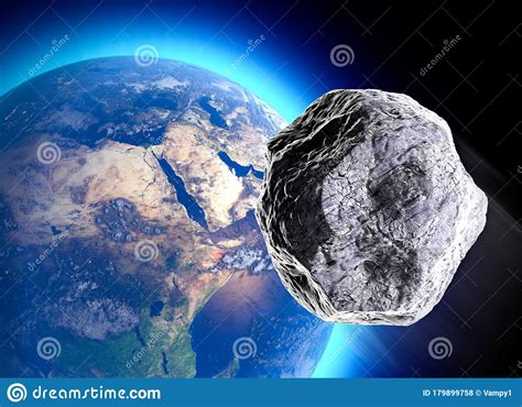 Meteorite Hitting The Earth Asteroid On A Collision Course Towards