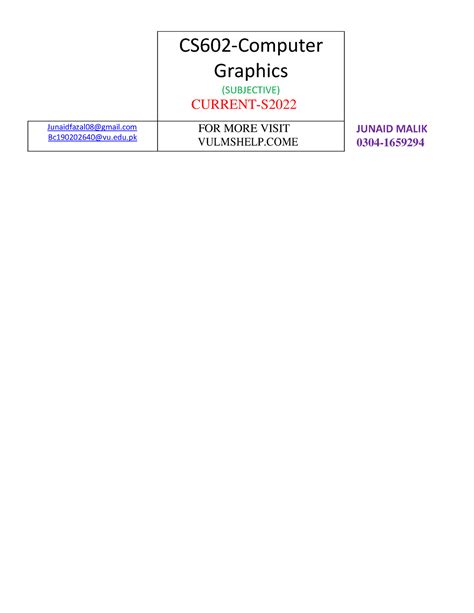 Cs Solved Current Subjective Final Term By Junaid Junaid Malik