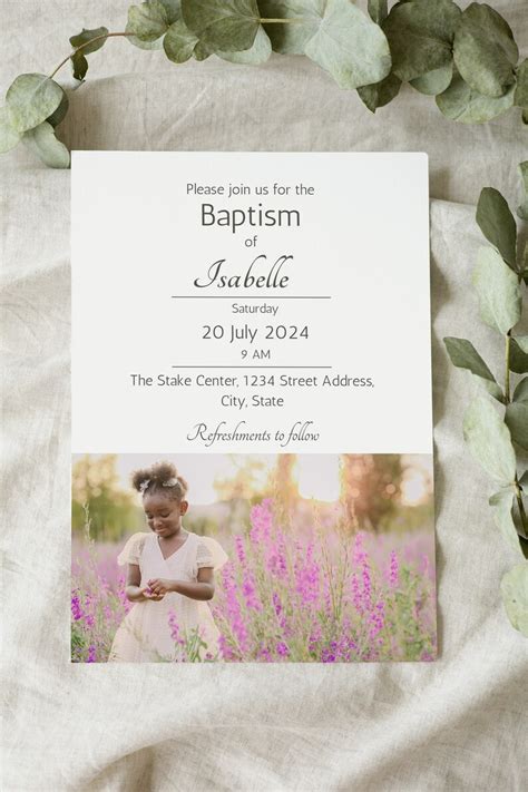 Isabelle Lds Baptism Invitation Template Instant Download Editable Baptism Invite Gender Neutral