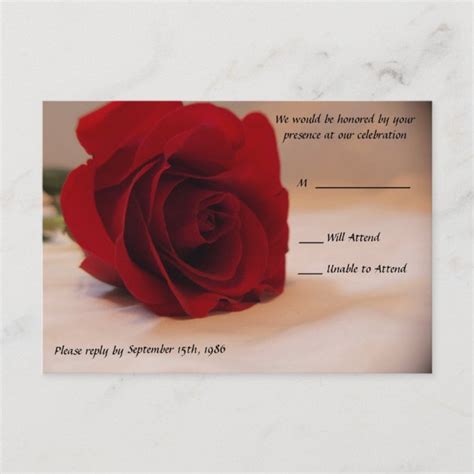 Elegant Red Rose Wedding RSVP Cards