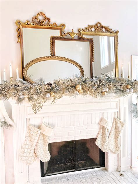 Layered Vintage Gold Mirrors My Christmas Mantel Vintage Gold Mirror