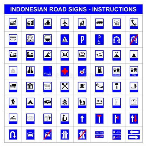 Traffic Road Signs Rambu Lalu Lintas Indonesian Instruction Stock