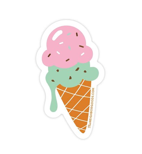 Ice Cream Sticker Dessert Sticker Food Sticker Fun Sticker Etsy