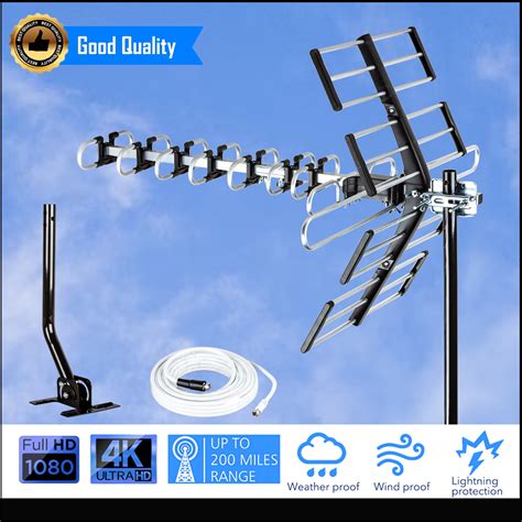 Five Star Outdoor Hdtv Antenna Up To 200 Mile Digital Antenna Includes J Mount 40 Ft Rg6