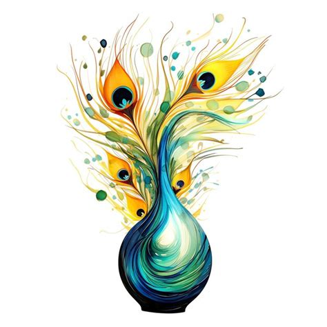 Premium Ai Image Beautiful Vibrant Vase With Peacocks Feather Clipart