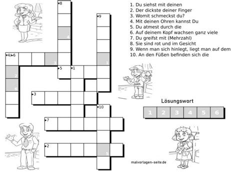 Kreuzwortr Tsel F R Kinder K Rper Ausmalbild Kostenlos Herunterladen