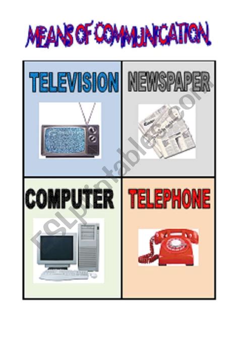 Means Of Communication Flash Card ESL Worksheet By Yisuka