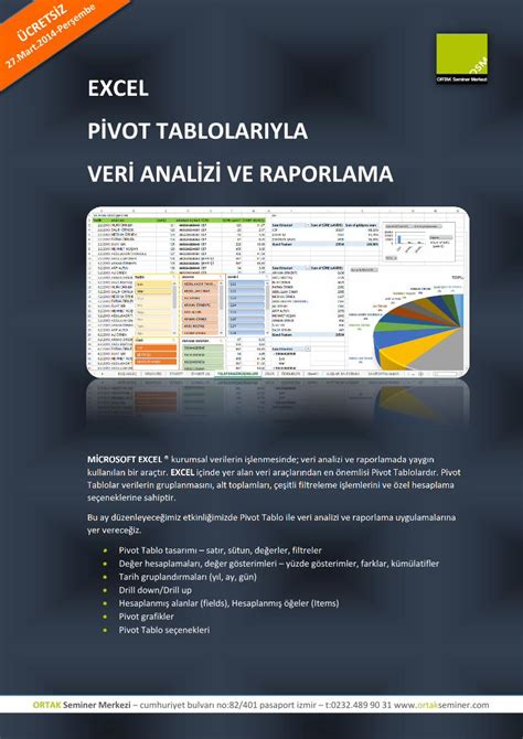 Pdf Excel P Vot Tablolariyla Ver Anal Z Ve Raporlamaortakseminer