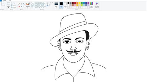 How To Draw Shaheed Bhagat Singh In Ms Paint Bhagat Singh Drawing