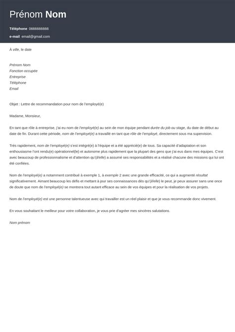 Lettre De Recommandation Exemple Comment La Demander