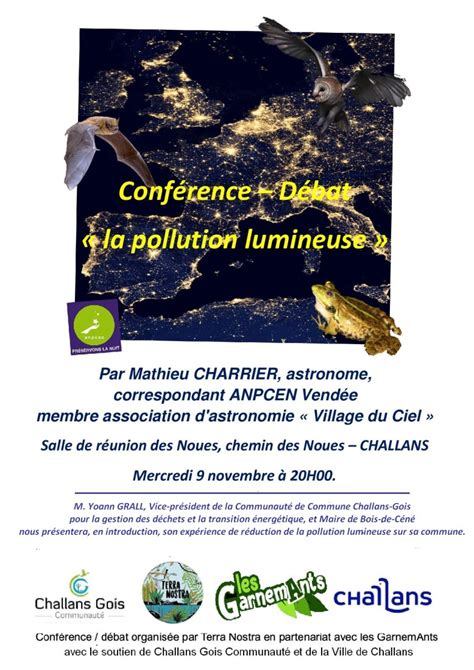 Conf Rence D Bat Sur La Pollution Lumineuse Tv Vend E