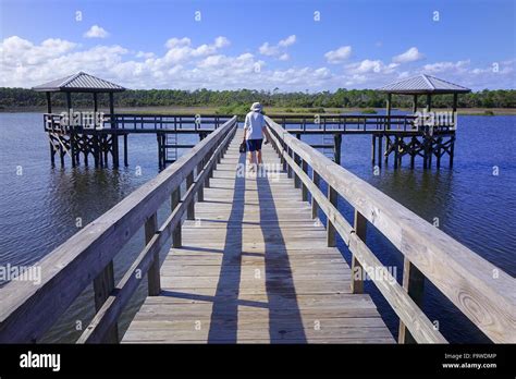 Fishing Dock At Spruce Creek Park Stock Photo Alamy