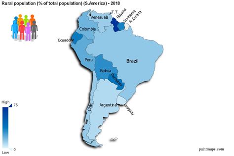 Poblacion Rural Porcentaje De La Poblacion Total En Samerica Mapa