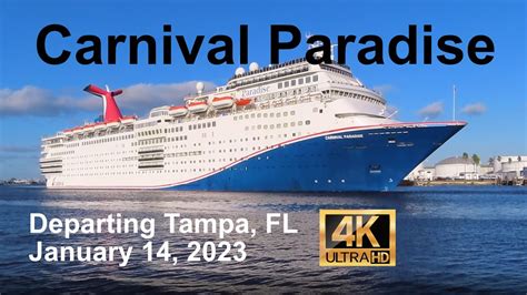 Carnival Paradise Sail Away From Tampa Fl January In K Youtube