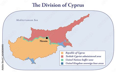 Map showing the division of Cyprus Island Stock Illustration | Adobe Stock