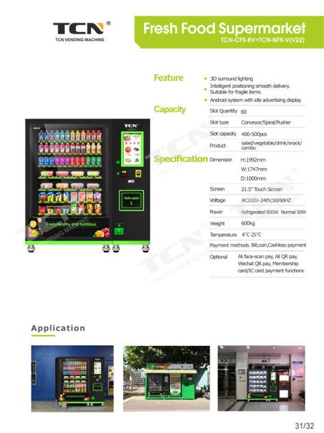 China Tcn Healthy Fresh Vegetables Salad Fruit Vending Machine With