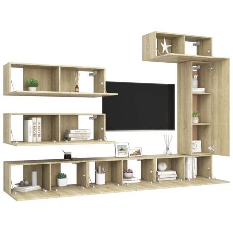 Ensemble de meuble TV 7 pcs Chêne sonoma Aggloméré