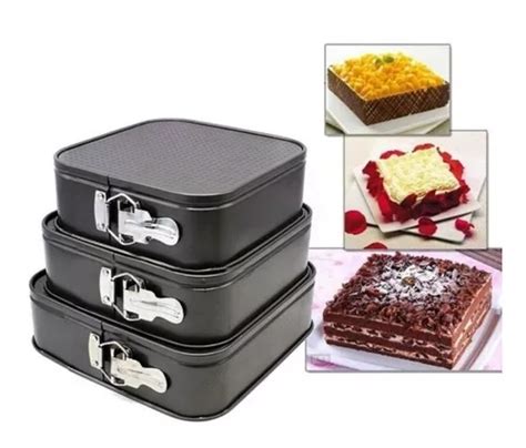 Set 3 Moldes Rectangulares Desmontable Para Reposteria Cuotas sin interés