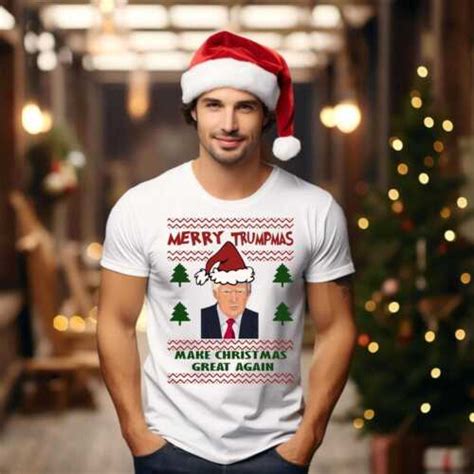 Merry Trumpmas Make Christmas Great Again Trump Ugly Xmas Tshirt Men Ebay