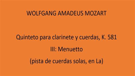 Mozart Quinteto Para Clarinete Y Cuerdas K Iii Menuetto Pista