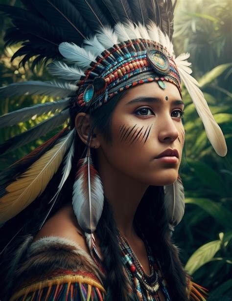 Premium Ai Image Illustration Of A Beautiful Native American Girl