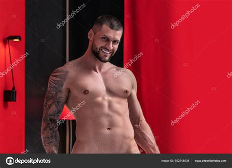 Mans Naked Body Muscular Shoulders Naked Man Muscular Male Body Stock