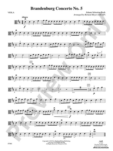 Brandenburg Concerto No 5 Viola Viola Part Digital Sheet Music