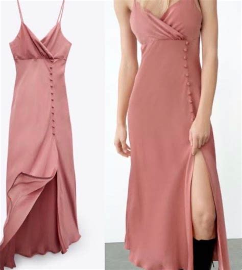 Zara Pink Satin Dress On Carousell