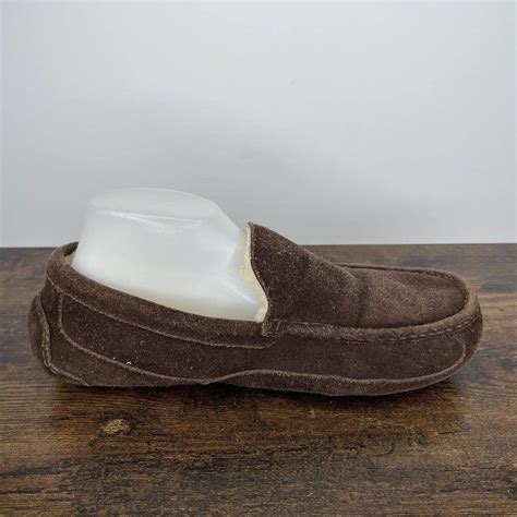 Ugg Ascot Brown Suede Leather Sheep Skin Slippers Moc Gem