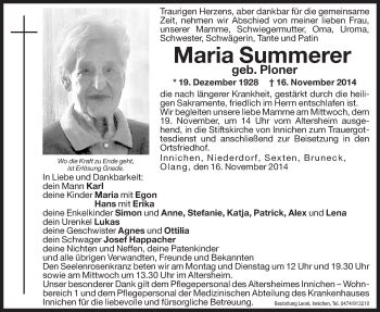 Traueranzeigen Von Maria Summerer Trauer Bz